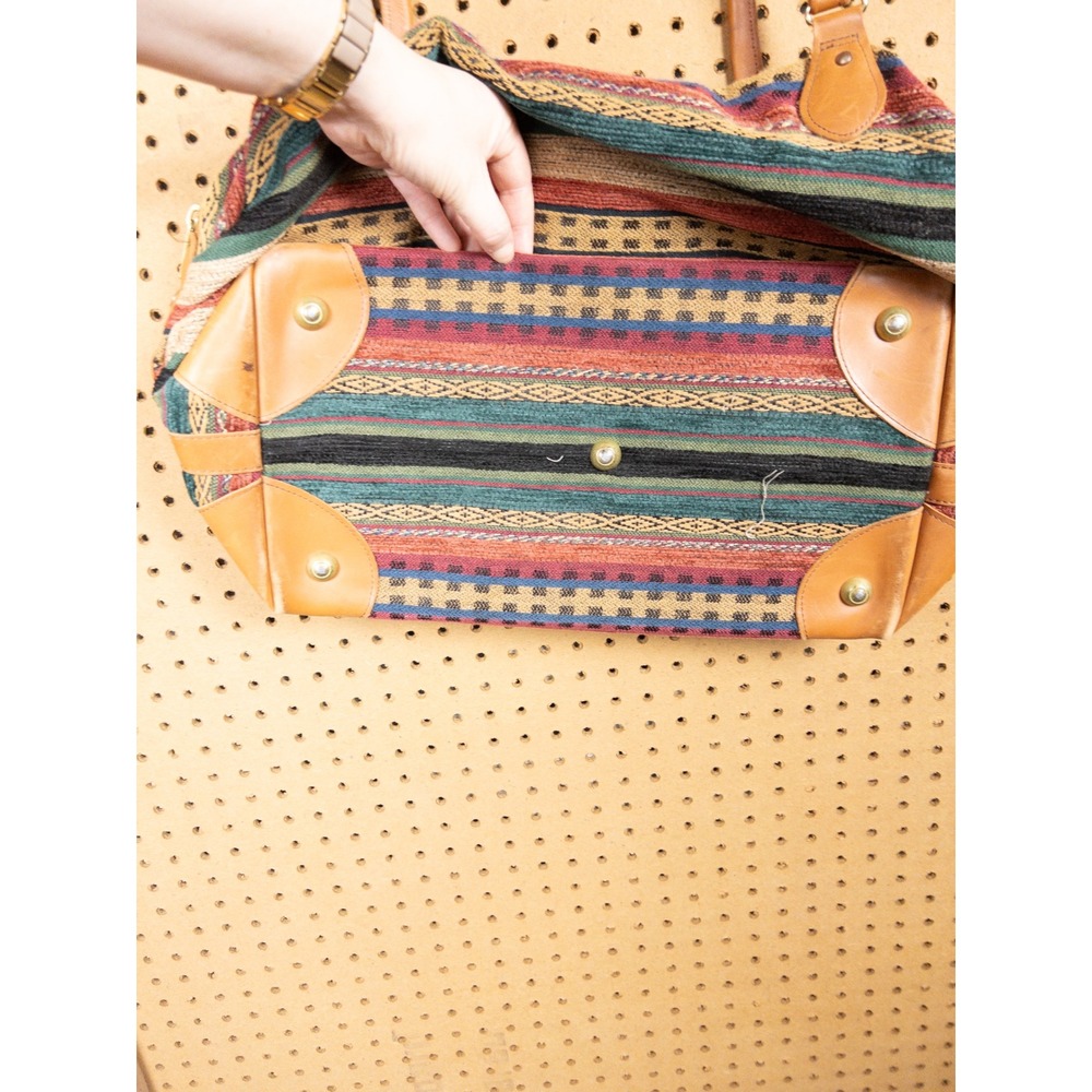 Vintage LL Bean 70s Woven Tapestry Luggage Set Striped Garment Bag, Carry-On - Picture 3 of 16